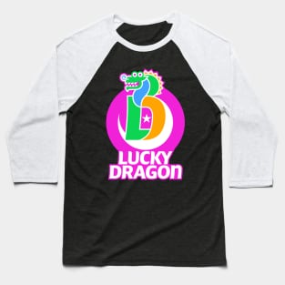 Lucky Dragon on Pink Baseball T-Shirt